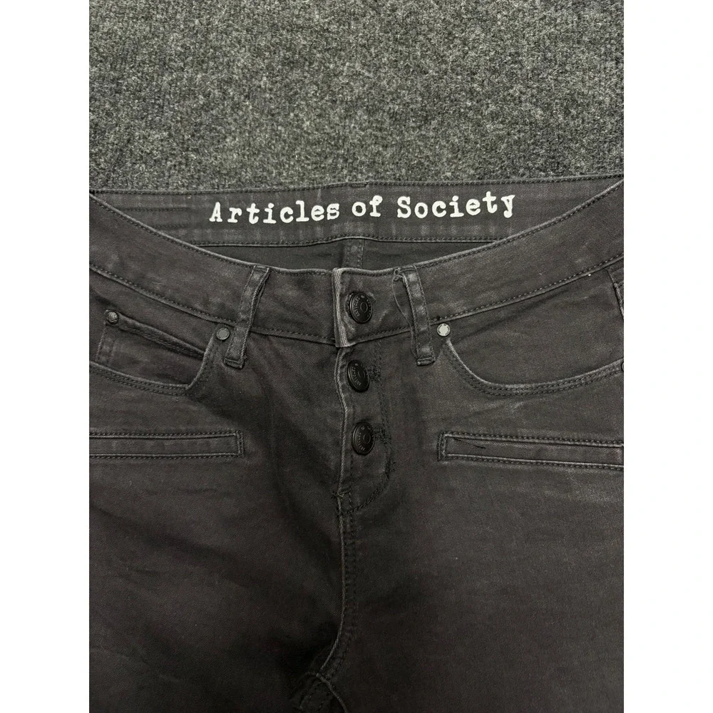 Articles of Society Black Moto Skinny Jeans Button Fly Paneled Knee Size 26